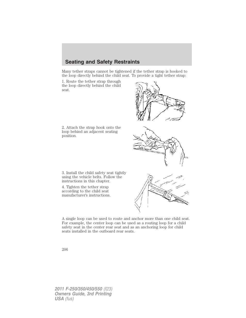 Seating and safety restraints | FORD 2011 F-550 v.3 User Manual | Page 206 / 442
