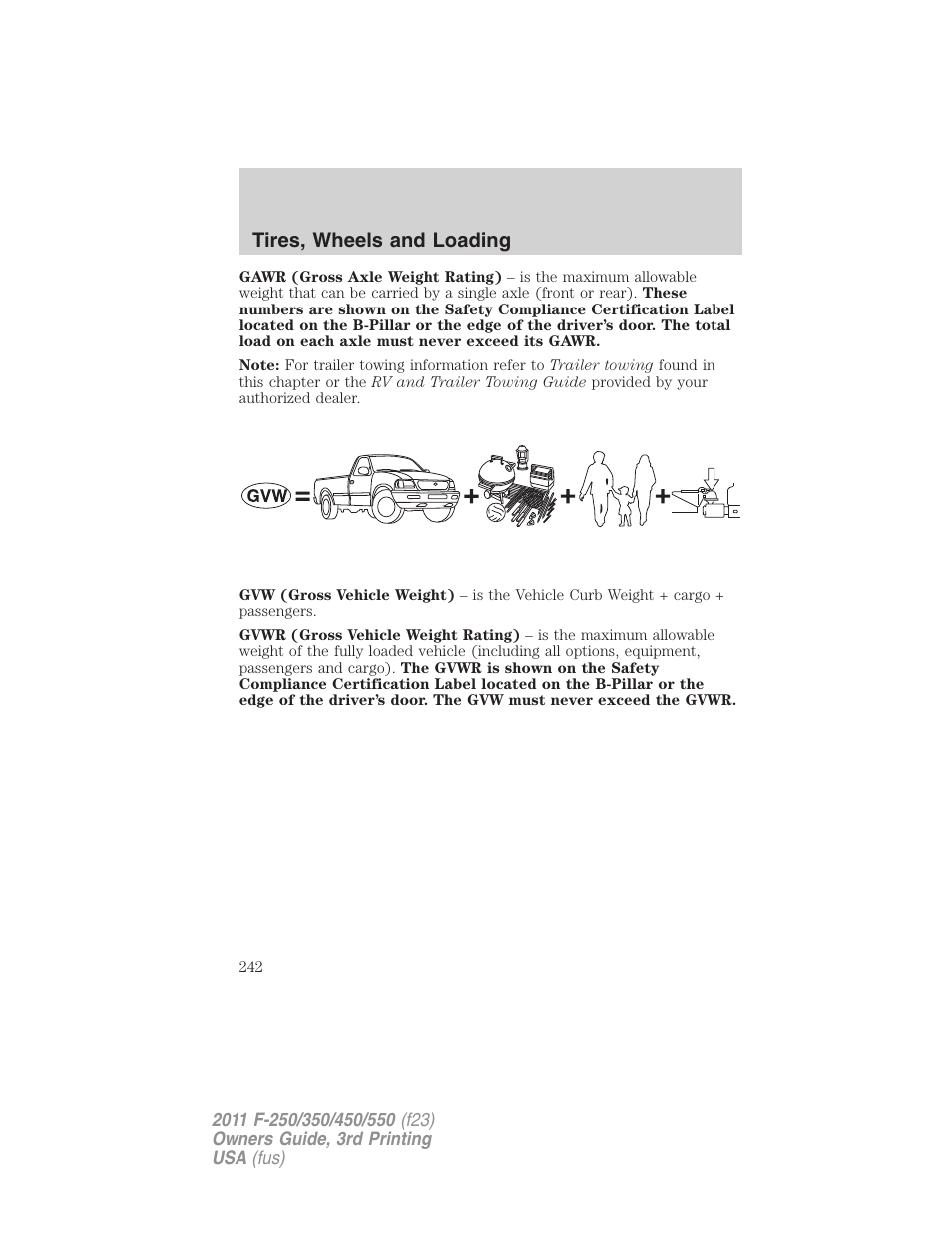 Tires, wheels and loading | FORD 2011 F-550 v.3 User Manual | Page 242 / 442