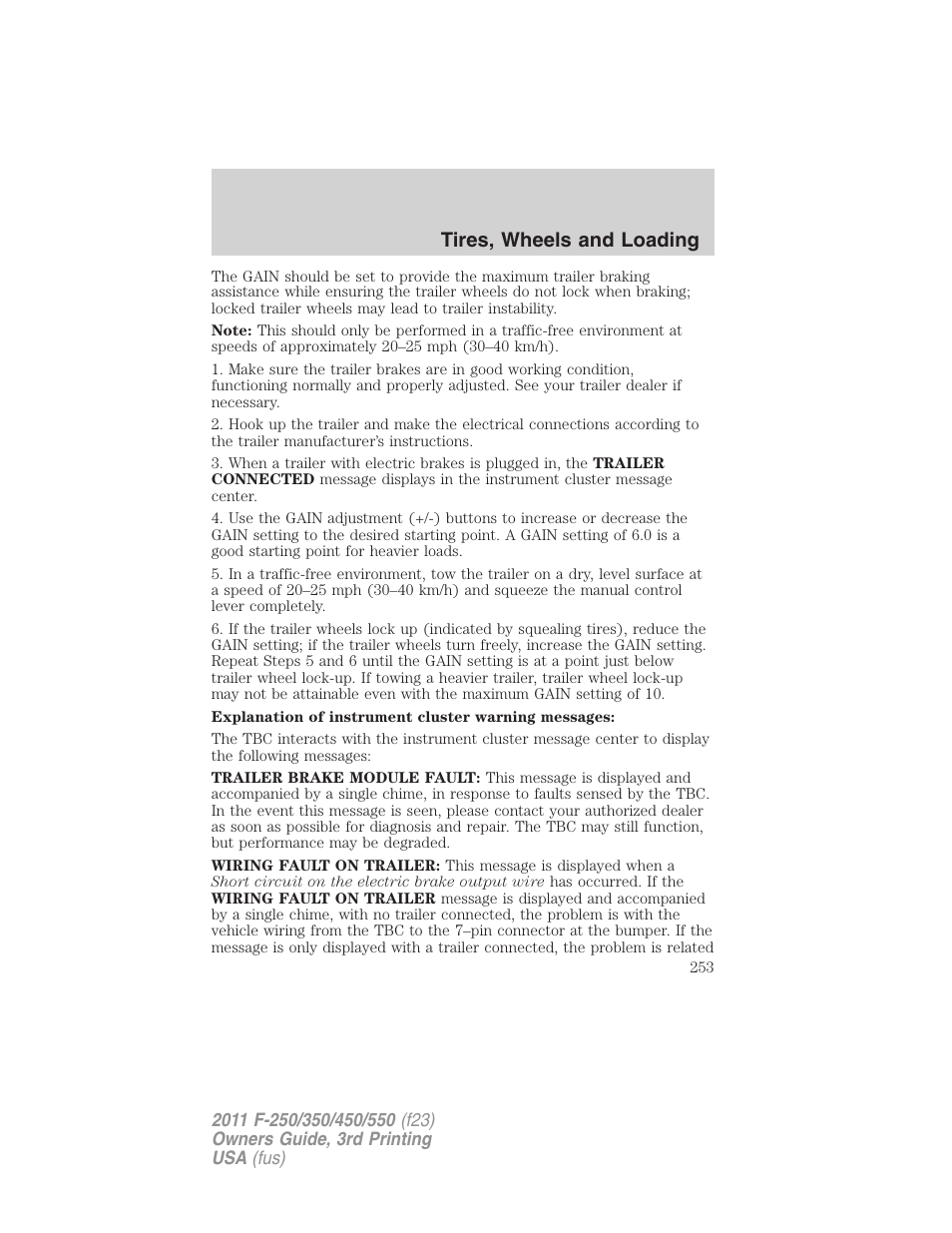 Tires, wheels and loading | FORD 2011 F-550 v.3 User Manual | Page 253 / 442