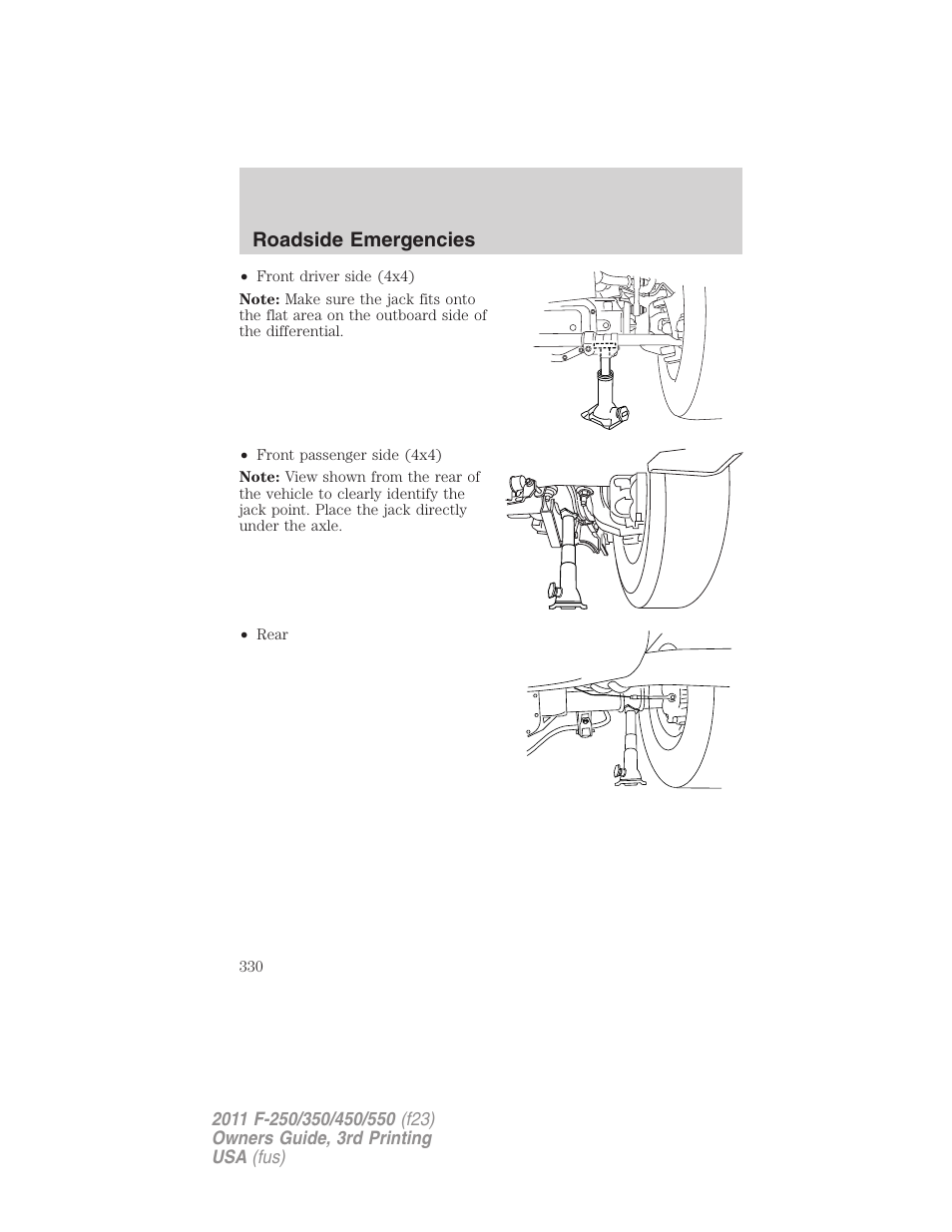 Roadside emergencies | FORD 2011 F-550 v.3 User Manual | Page 330 / 442