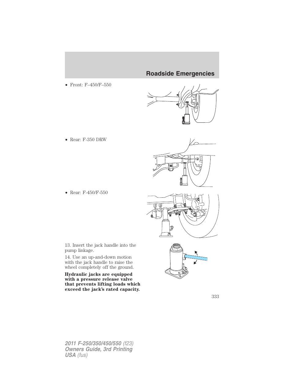 Roadside emergencies | FORD 2011 F-550 v.3 User Manual | Page 333 / 442