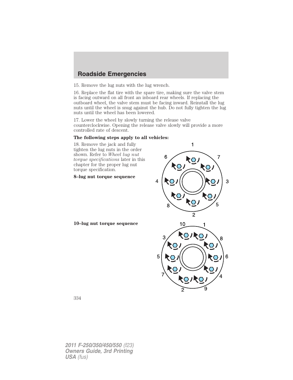 Roadside emergencies | FORD 2011 F-550 v.3 User Manual | Page 334 / 442