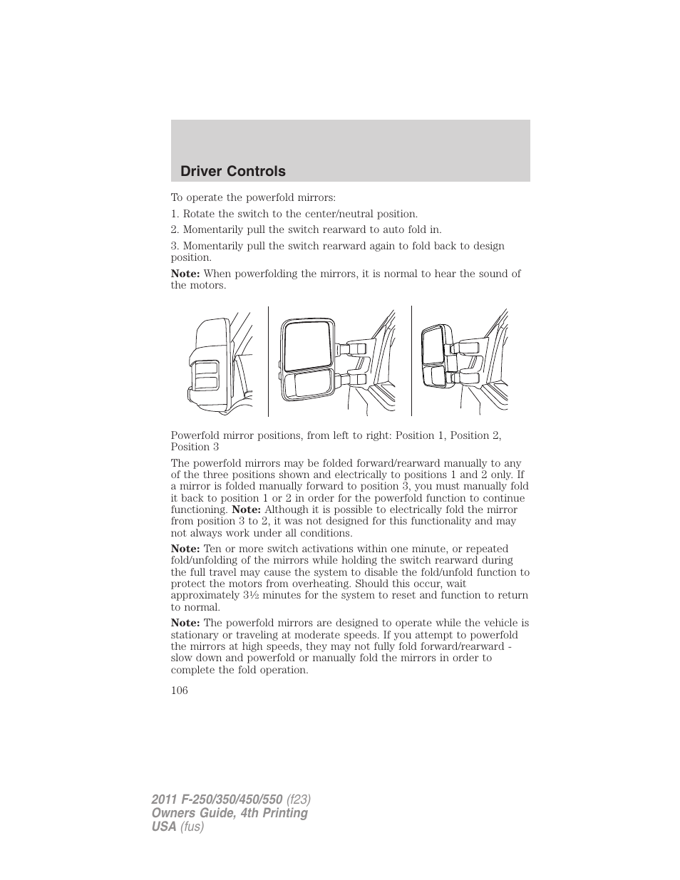 Driver controls | FORD 2011 F-550 v.4 User Manual | Page 106 / 449