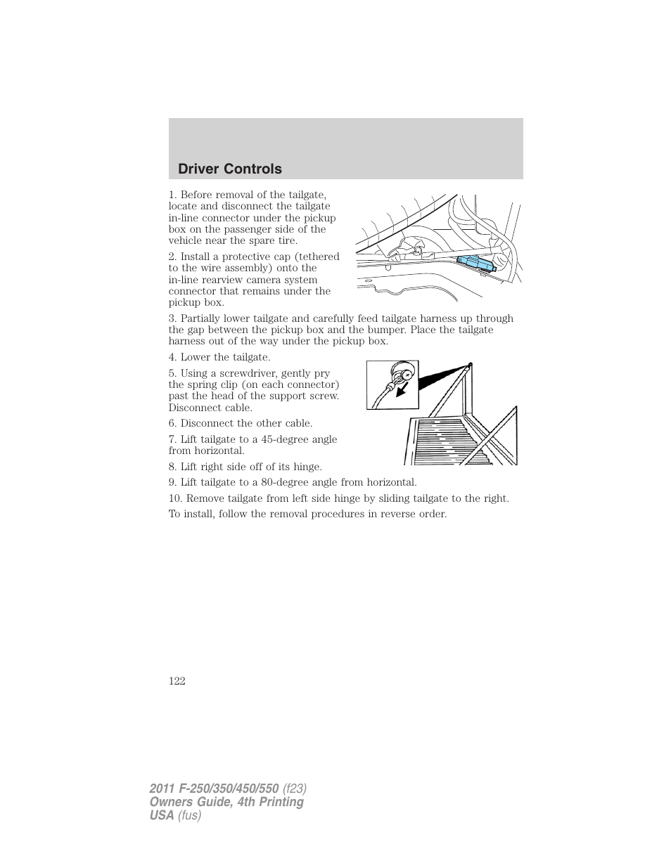 Driver controls | FORD 2011 F-550 v.4 User Manual | Page 122 / 449