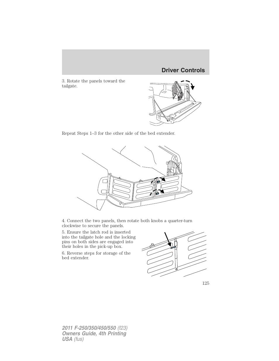 Driver controls | FORD 2011 F-550 v.4 User Manual | Page 125 / 449