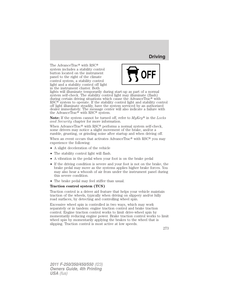 Driving | FORD 2011 F-550 v.4 User Manual | Page 273 / 449