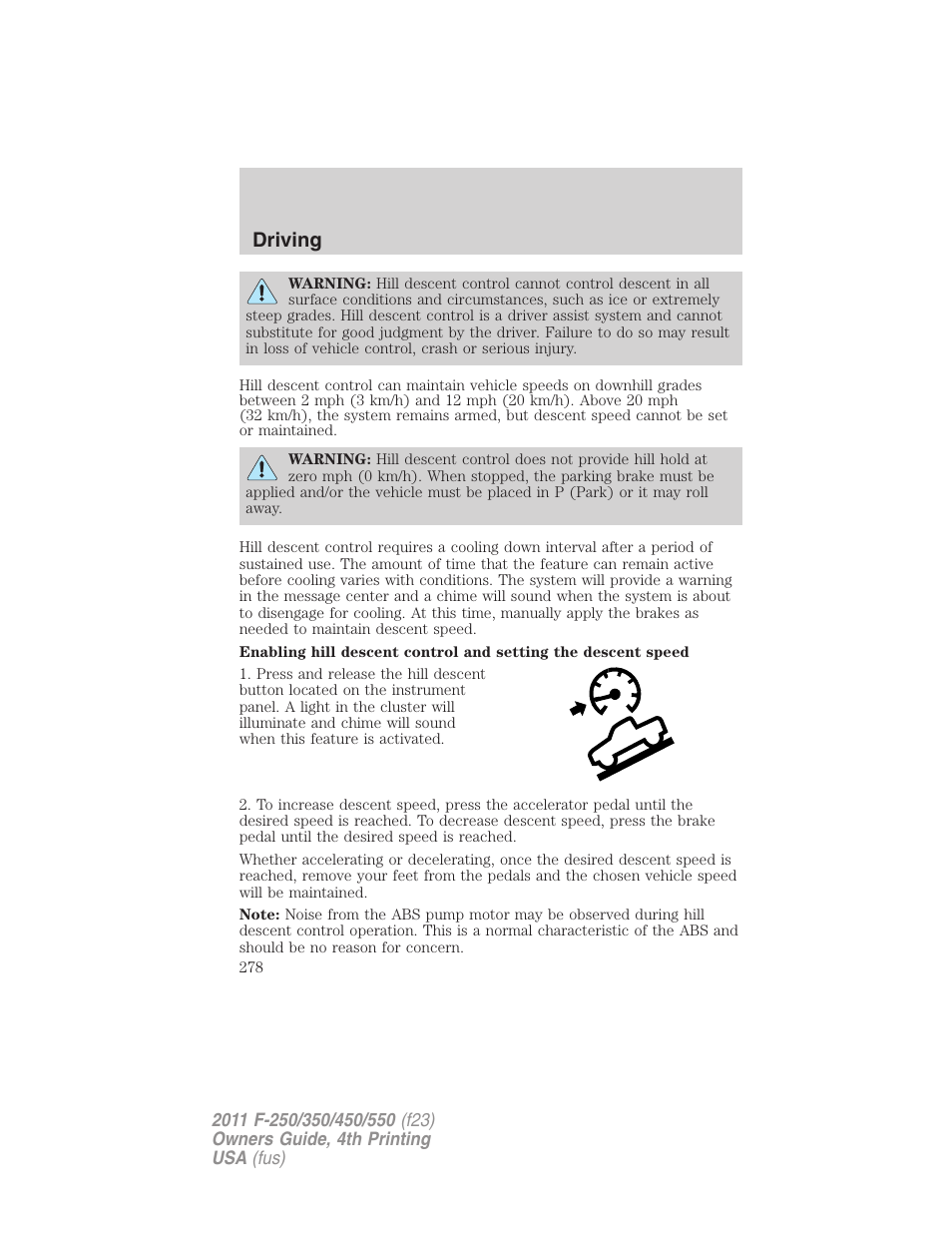 Driving | FORD 2011 F-550 v.4 User Manual | Page 278 / 449