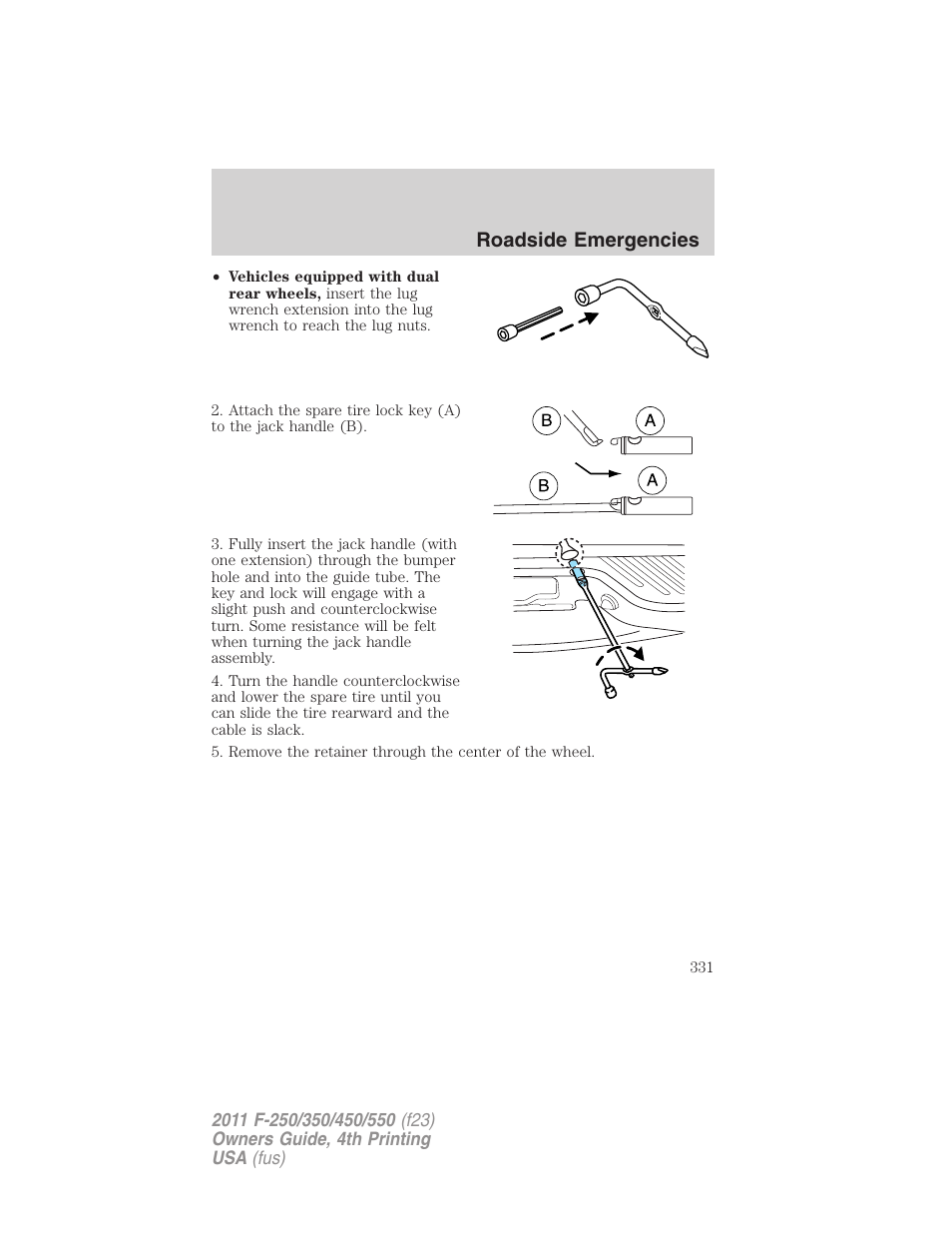 Roadside emergencies | FORD 2011 F-550 v.4 User Manual | Page 331 / 449
