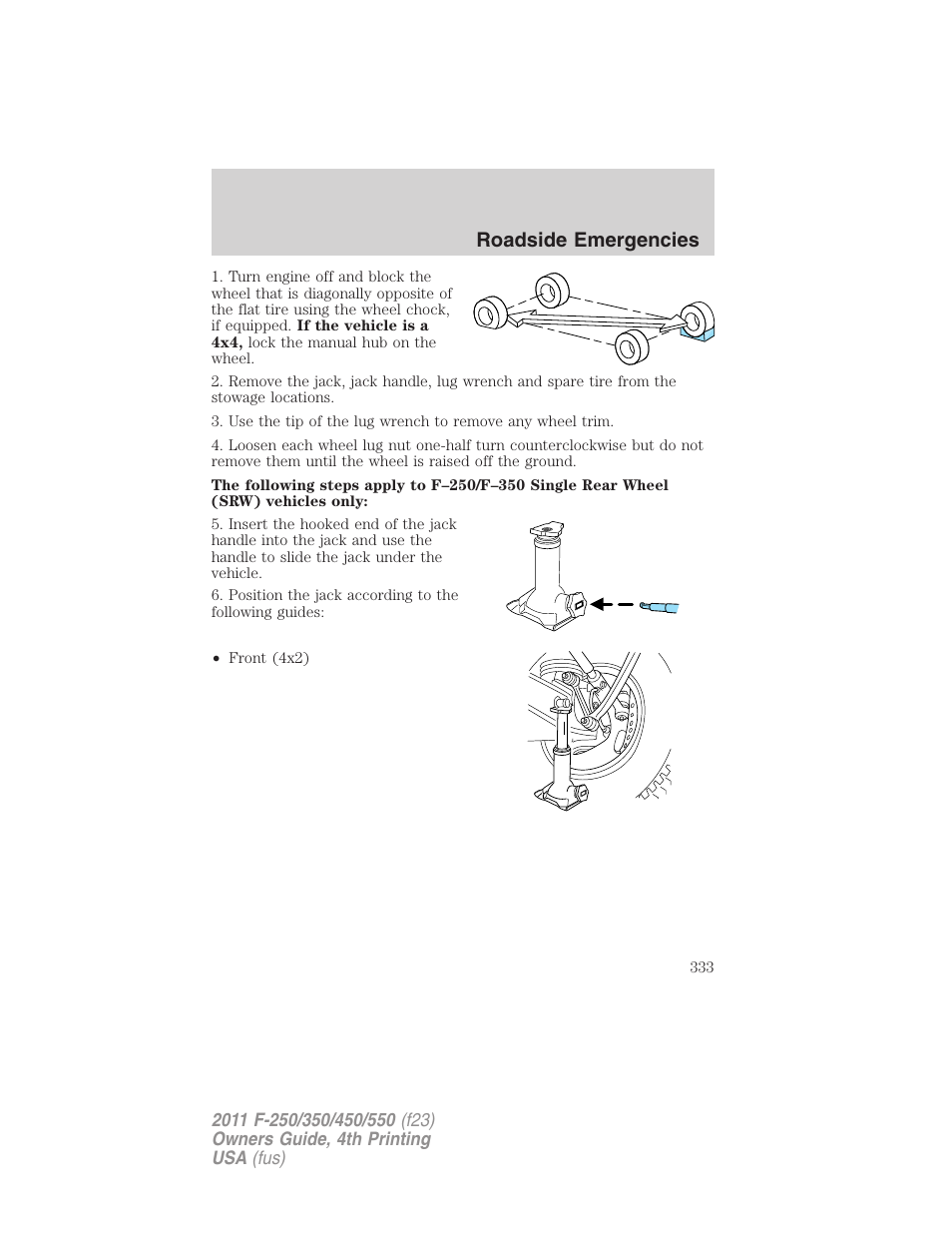 Roadside emergencies | FORD 2011 F-550 v.4 User Manual | Page 333 / 449
