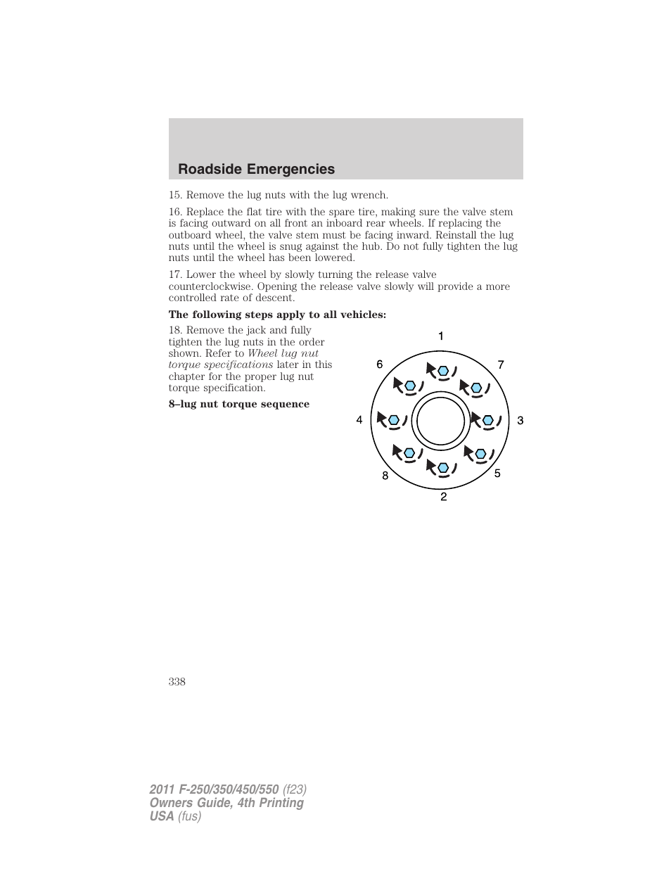 Roadside emergencies | FORD 2011 F-550 v.4 User Manual | Page 338 / 449