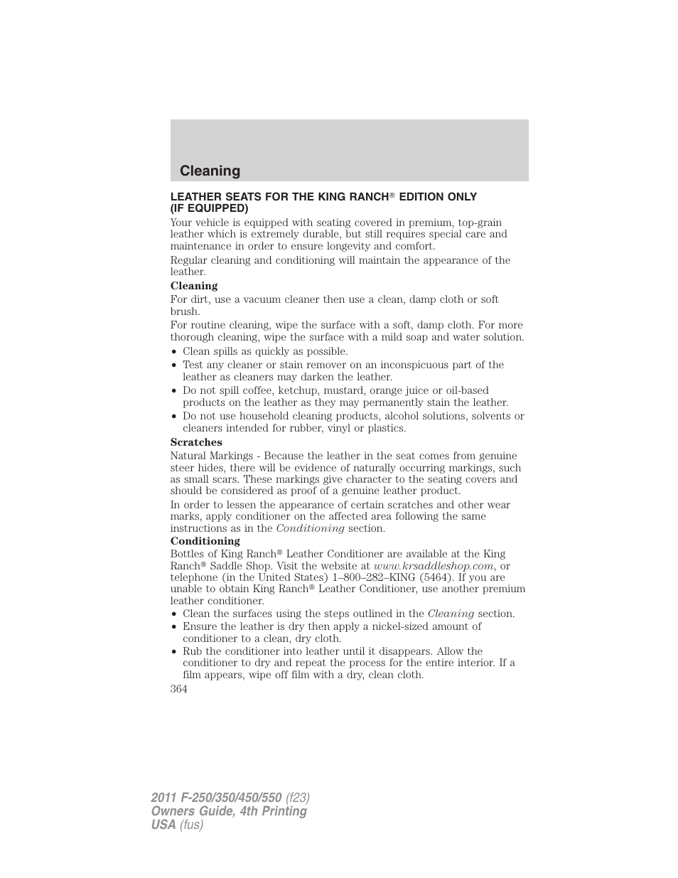 Cleaning | FORD 2011 F-550 v.4 User Manual | Page 364 / 449