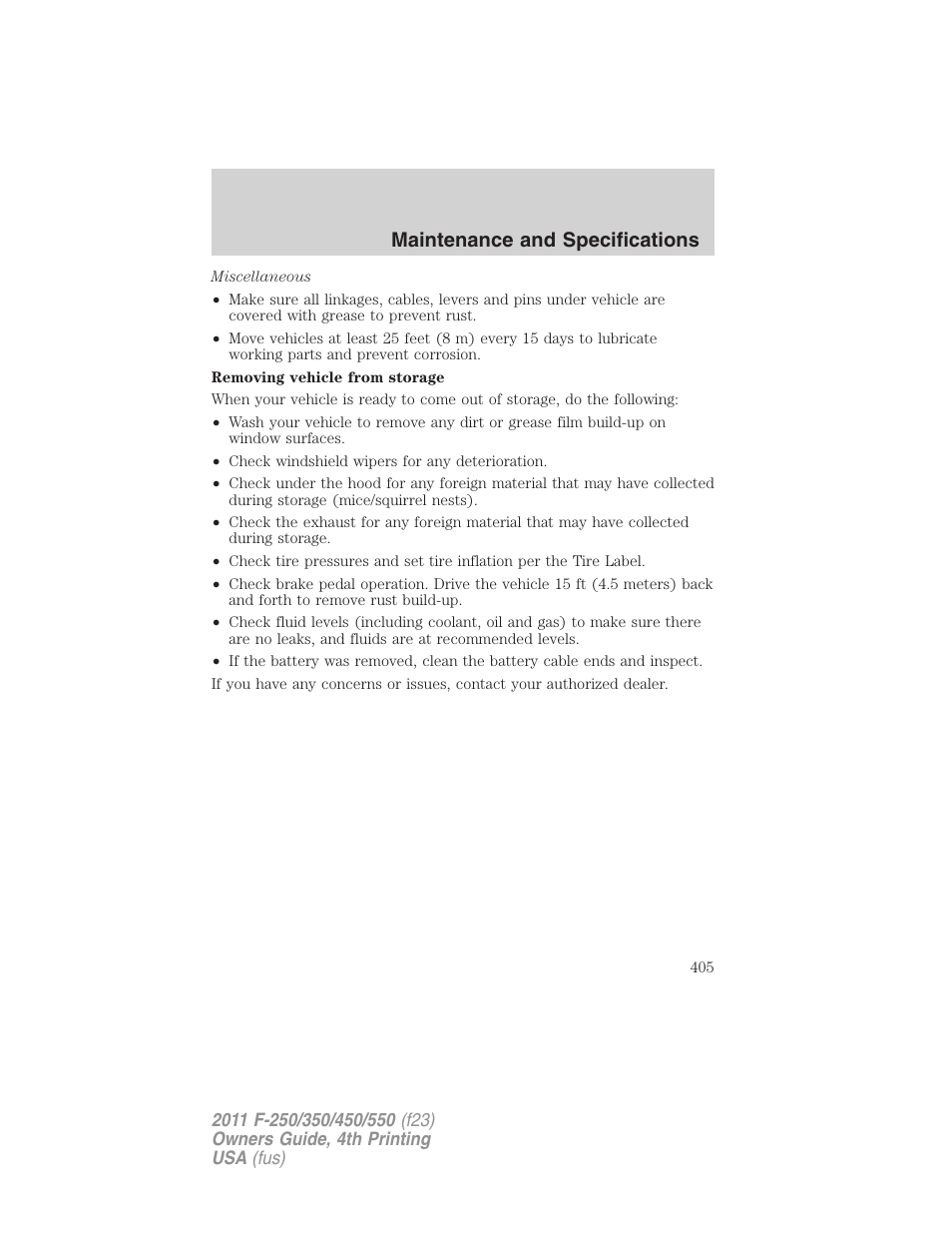 Maintenance and specifications | FORD 2011 F-550 v.4 User Manual | Page 405 / 449