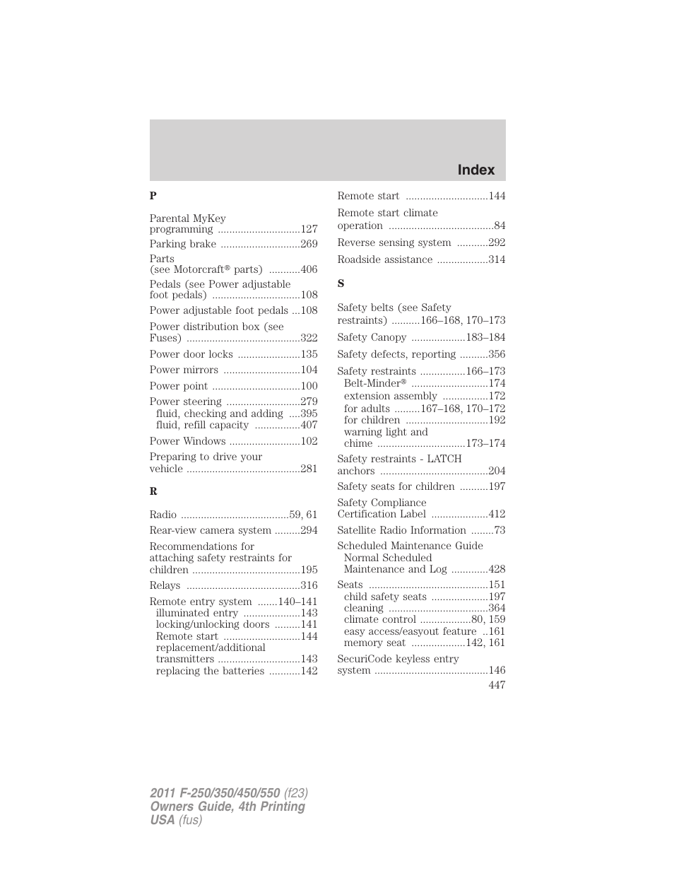 Index | FORD 2011 F-550 v.4 User Manual | Page 447 / 449