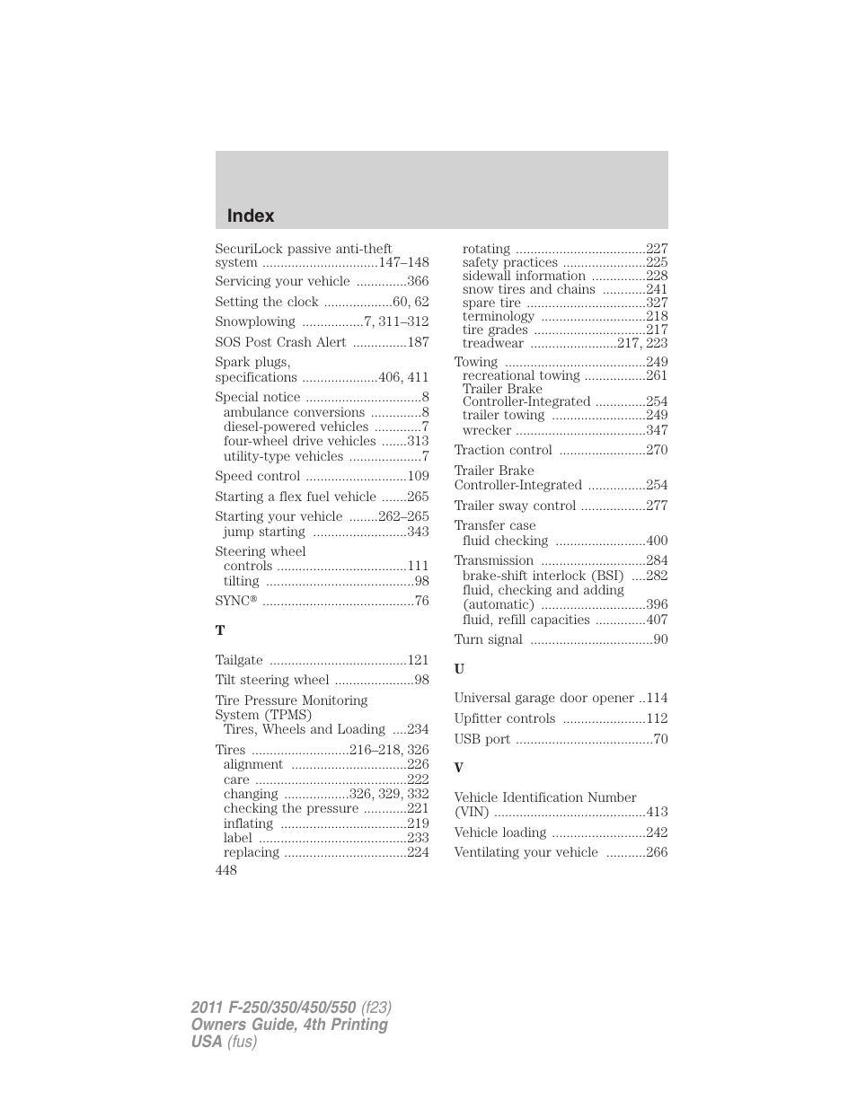 Index | FORD 2011 F-550 v.4 User Manual | Page 448 / 449