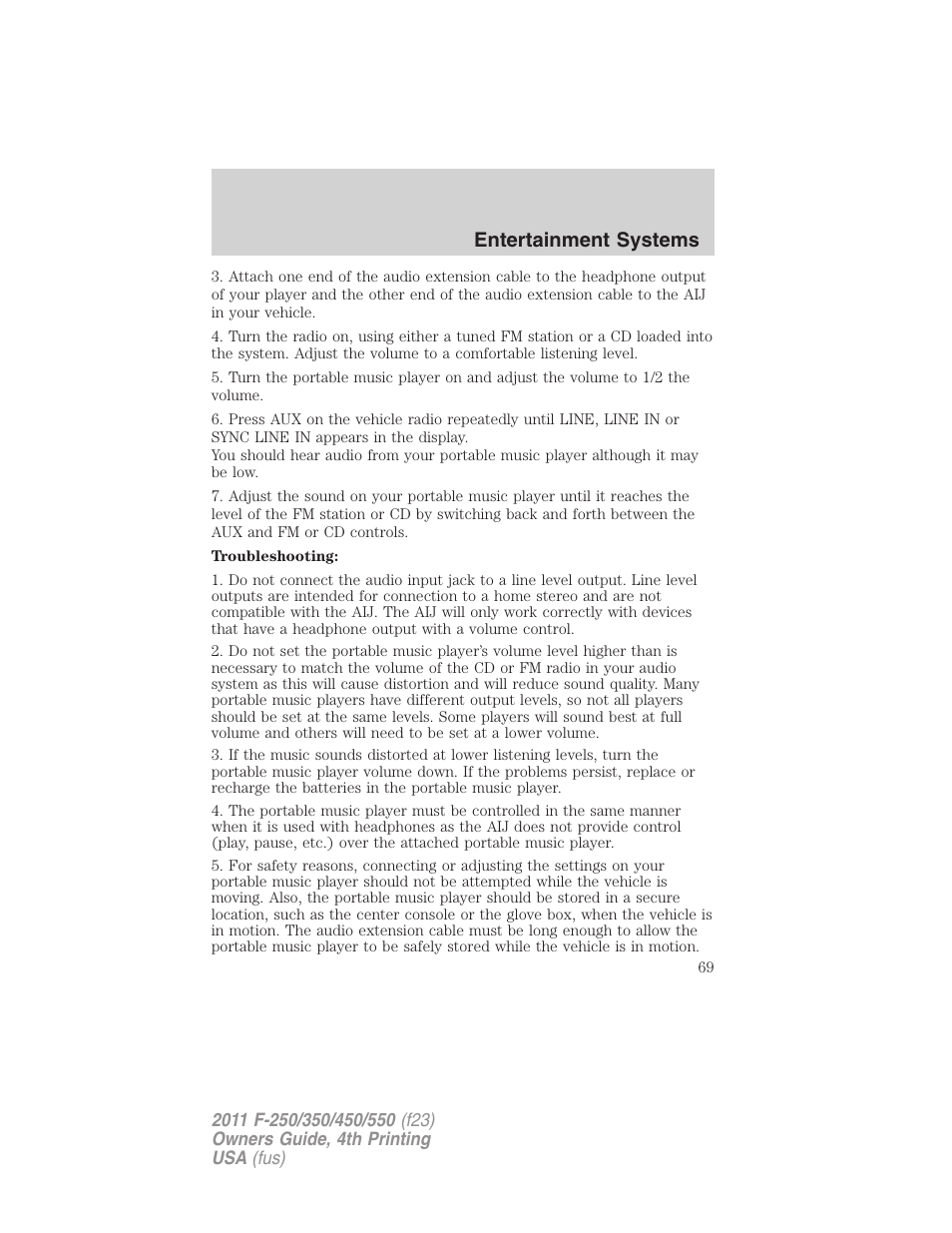 Entertainment systems | FORD 2011 F-550 v.4 User Manual | Page 69 / 449