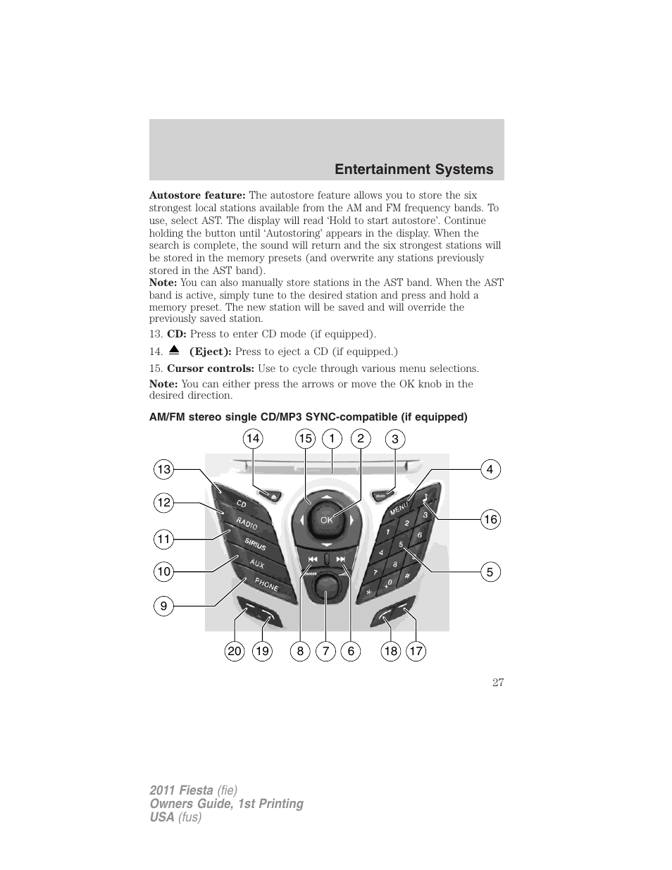 FORD 2011 Fiesta v.1 User Manual | Page 27 / 357