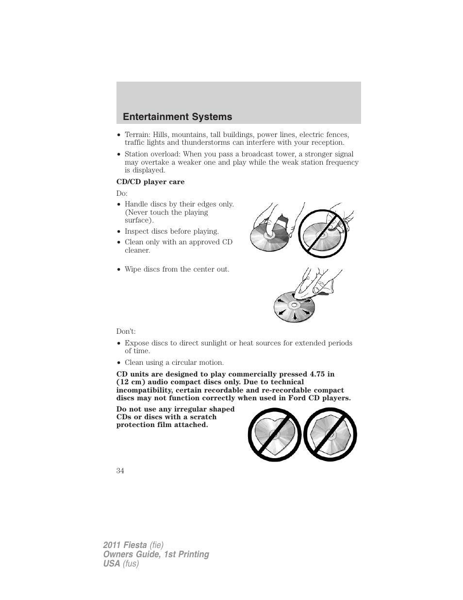 Entertainment systems | FORD 2011 Fiesta v.1 User Manual | Page 34 / 357