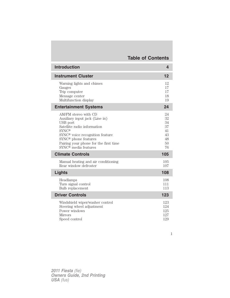 FORD 2011 Fiesta v.2 User Manual | 358 pages