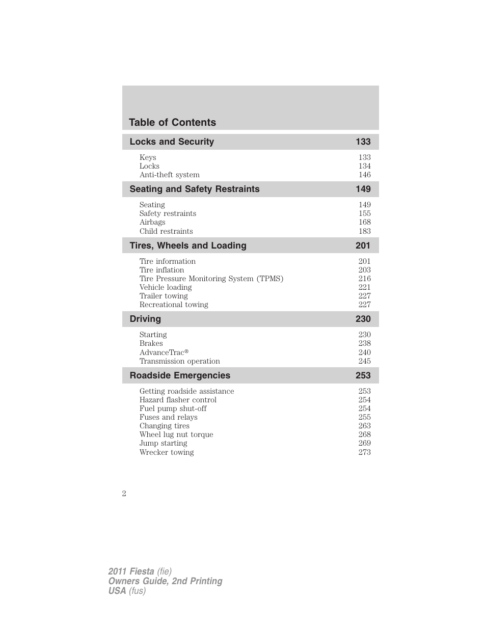 FORD 2011 Fiesta v.2 User Manual | Page 2 / 358