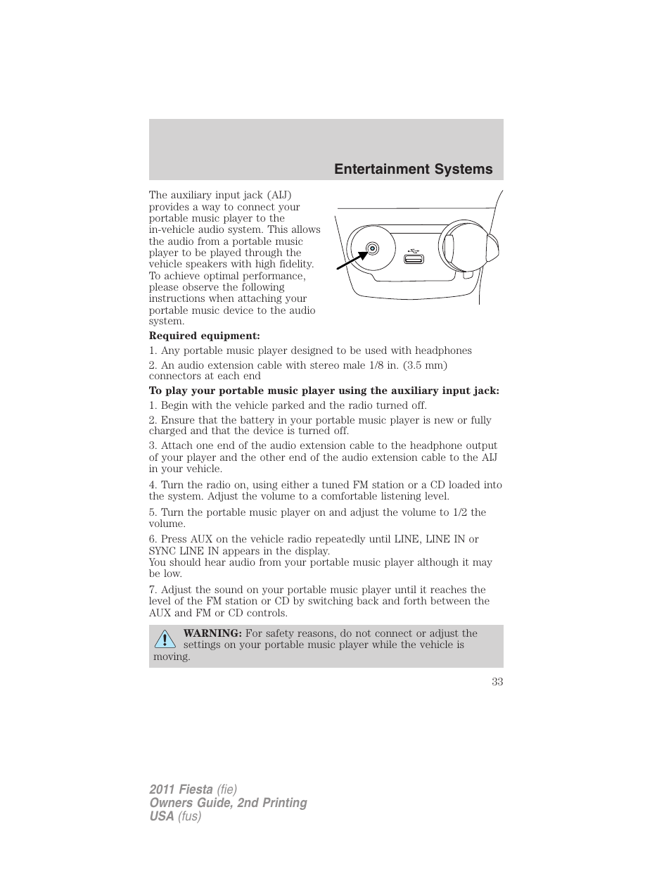 Entertainment systems | FORD 2011 Fiesta v.2 User Manual | Page 33 / 358