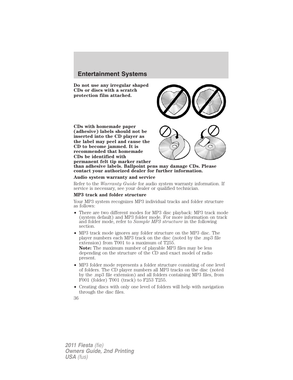 Entertainment systems | FORD 2011 Fiesta v.2 User Manual | Page 36 / 358