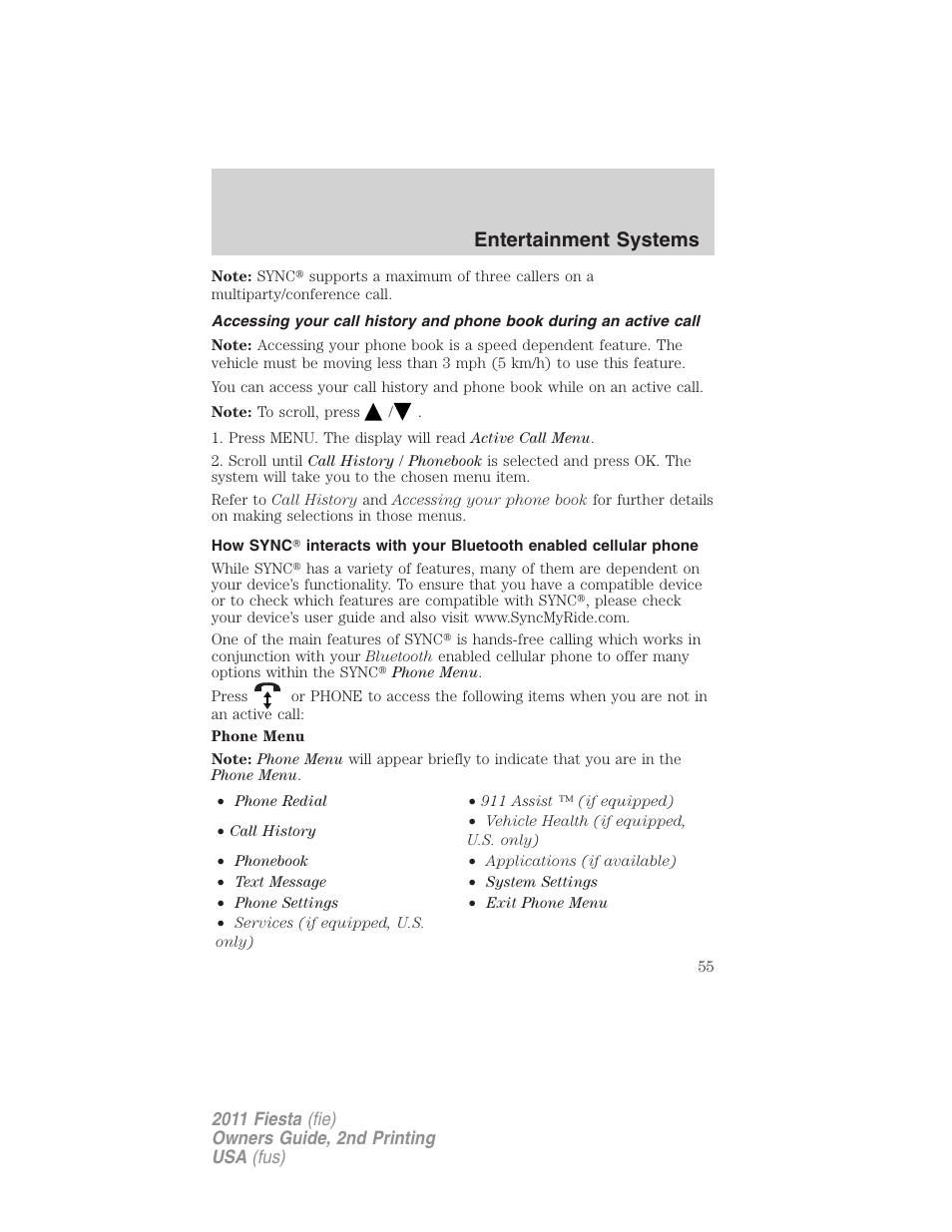 Entertainment systems | FORD 2011 Fiesta v.2 User Manual | Page 55 / 358