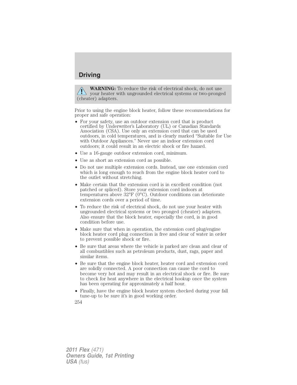 Driving | FORD 2011 Flex v.1 User Manual | Page 254 / 418