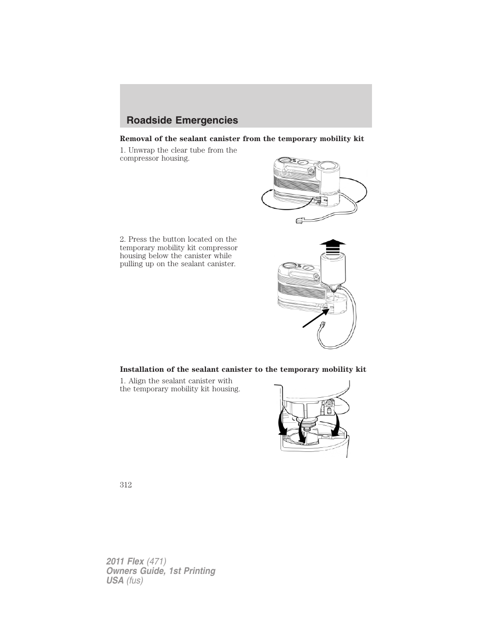 Roadside emergencies | FORD 2011 Flex v.1 User Manual | Page 312 / 418