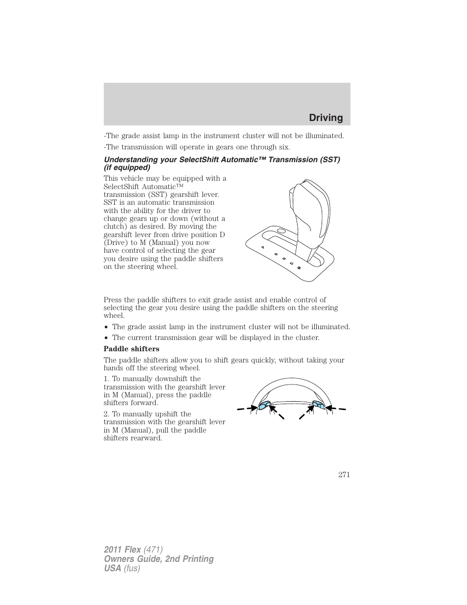 Driving | FORD 2011 Flex v.2 User Manual | Page 271 / 418