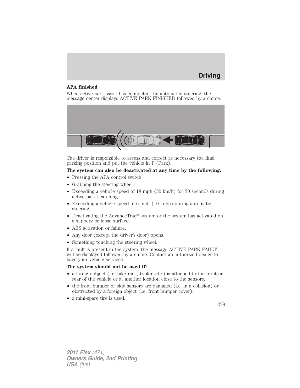 Driving | FORD 2011 Flex v.2 User Manual | Page 279 / 418