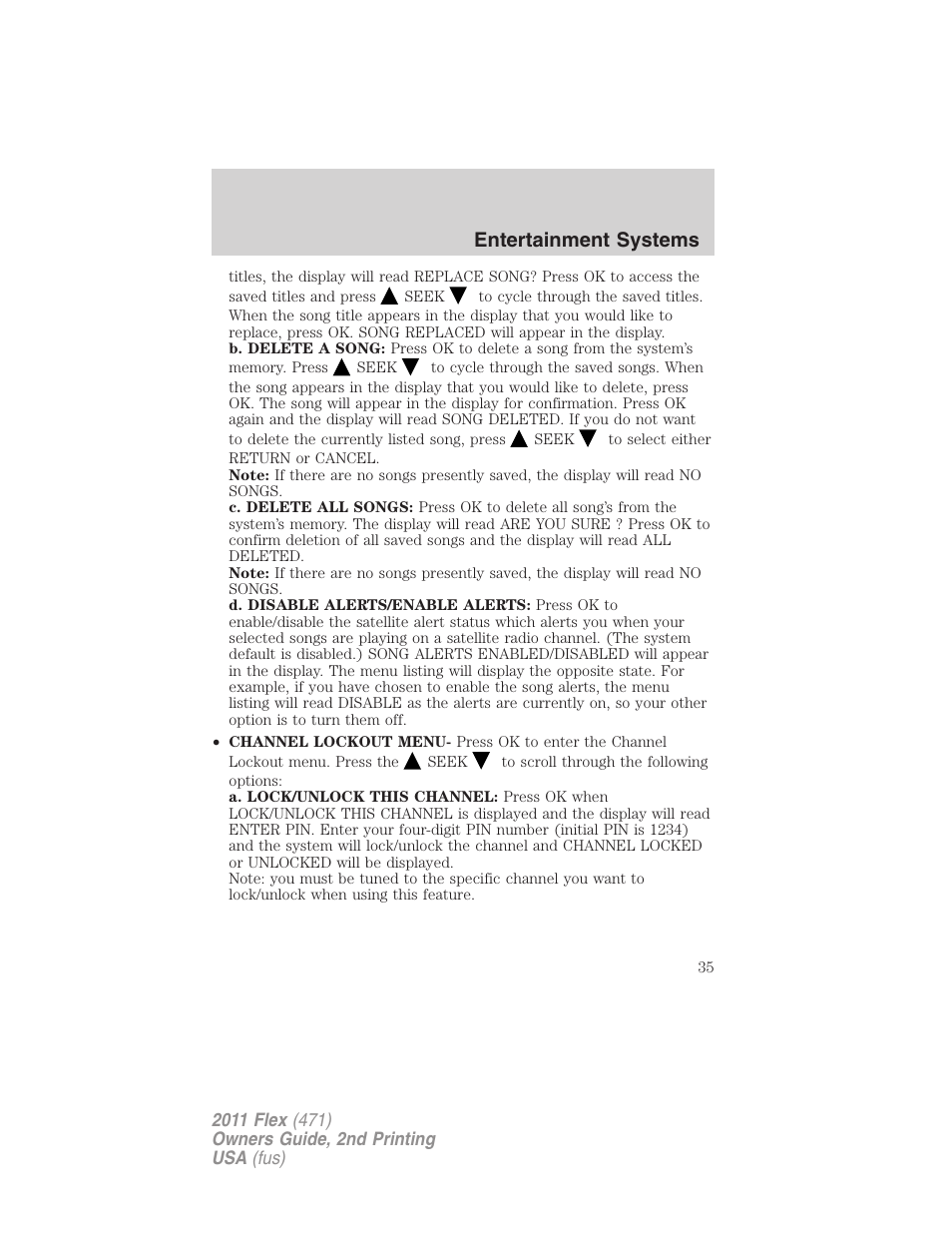 Entertainment systems | FORD 2011 Flex v.2 User Manual | Page 35 / 418