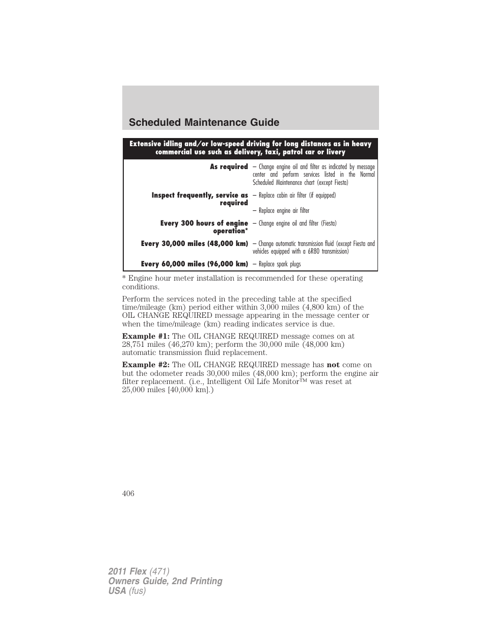 Scheduled maintenance guide | FORD 2011 Flex v.2 User Manual | Page 406 / 418