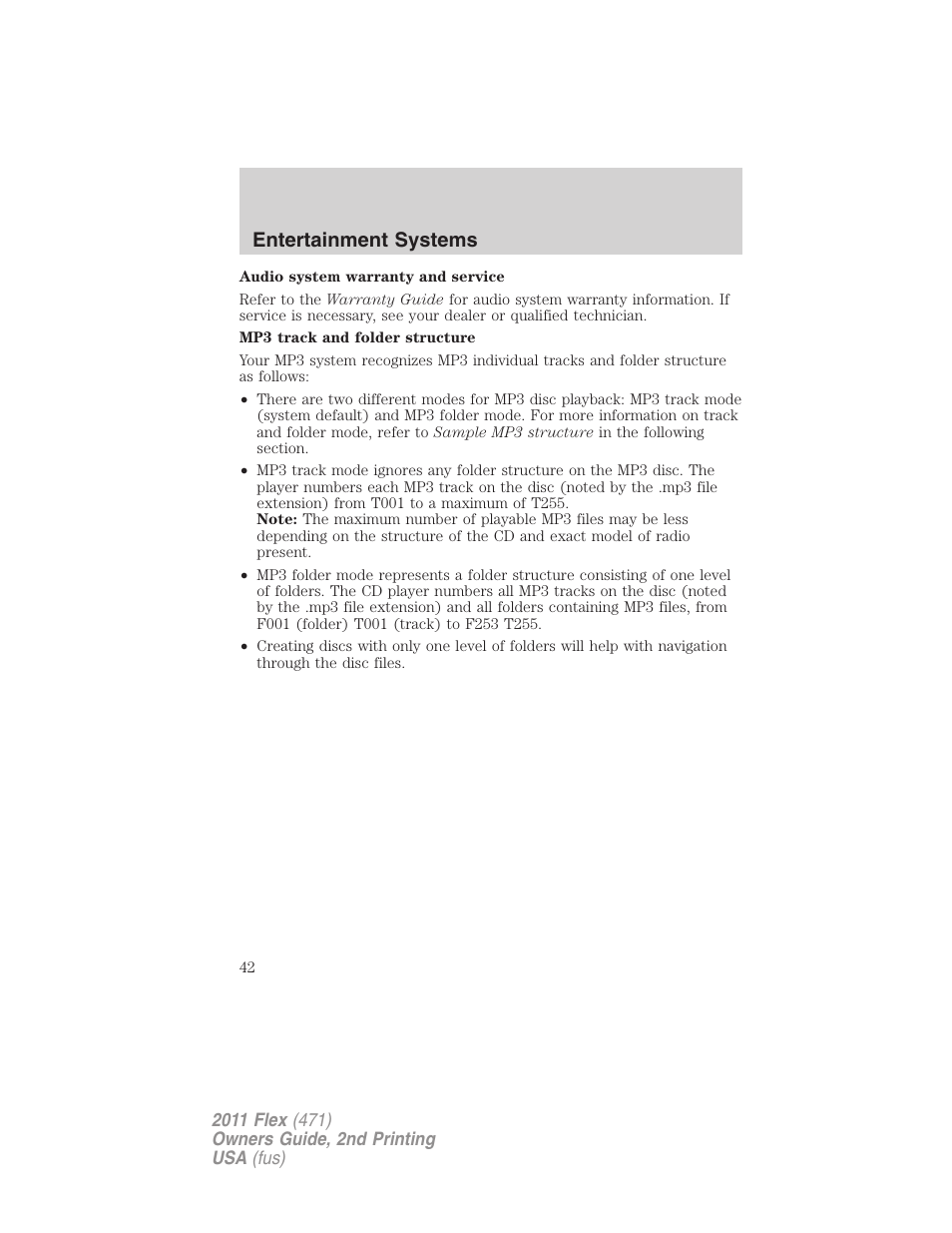 Entertainment systems | FORD 2011 Flex v.2 User Manual | Page 42 / 418