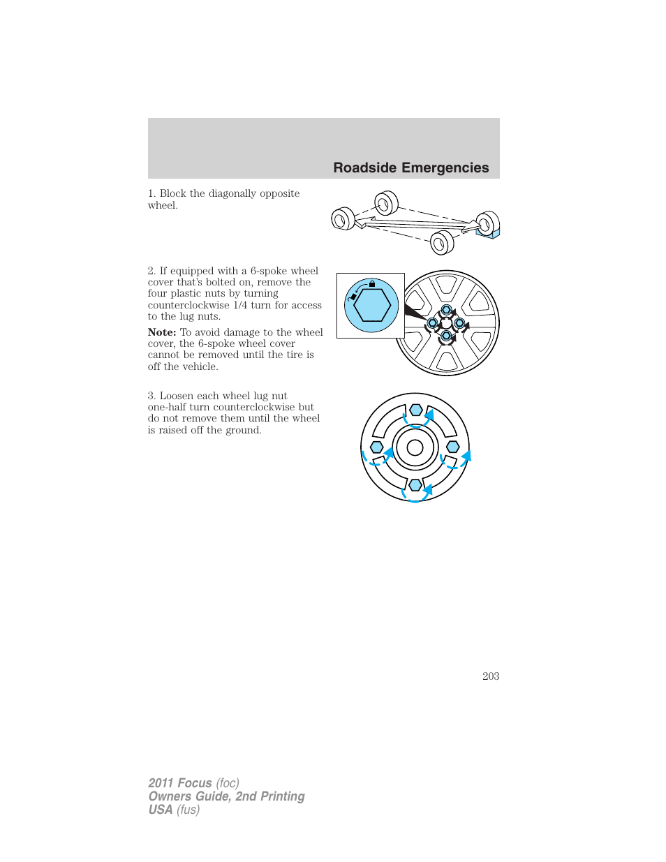 Roadside emergencies | FORD 2011 Focus v.2 User Manual | Page 203 / 301