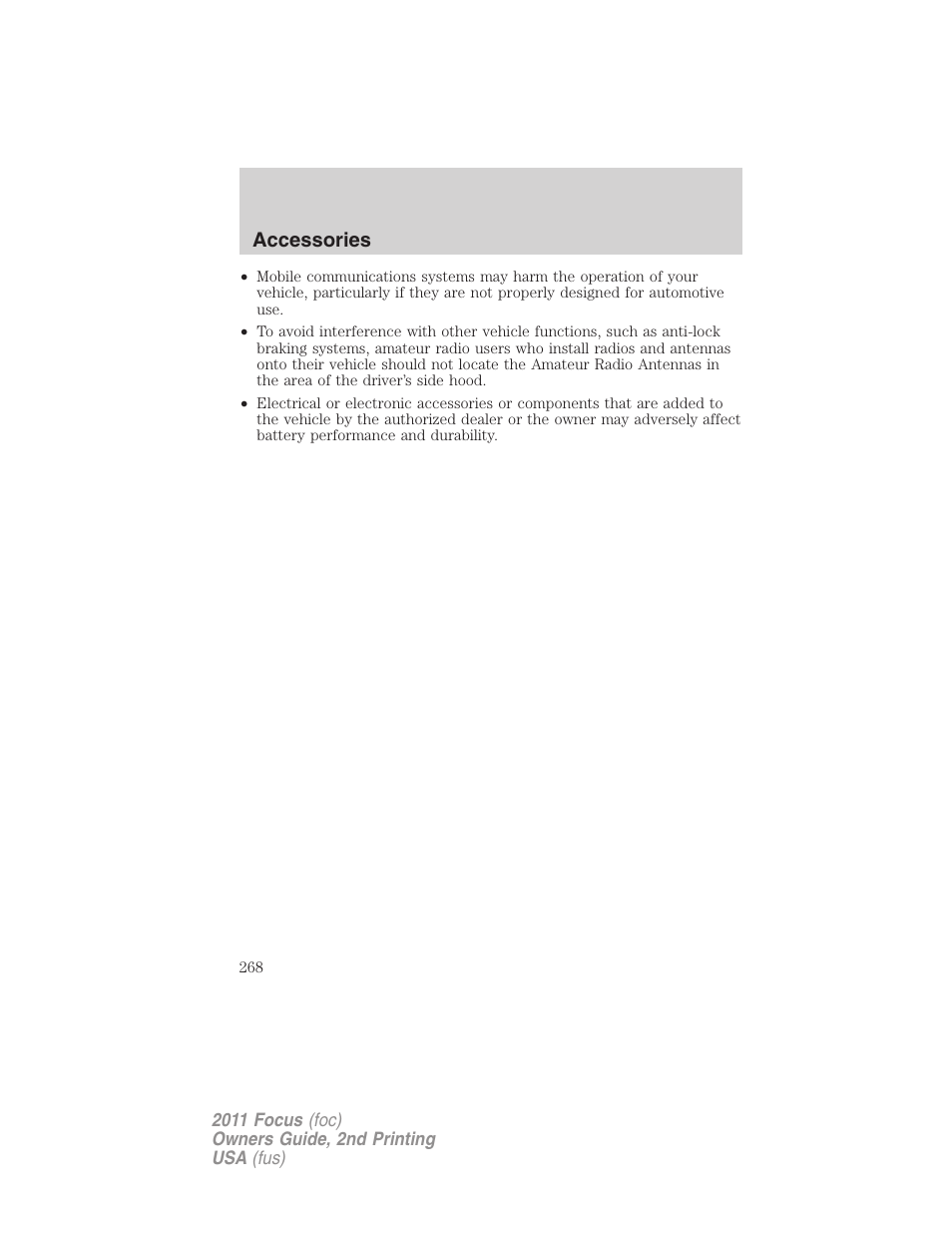 Accessories | FORD 2011 Focus v.2 User Manual | Page 268 / 301