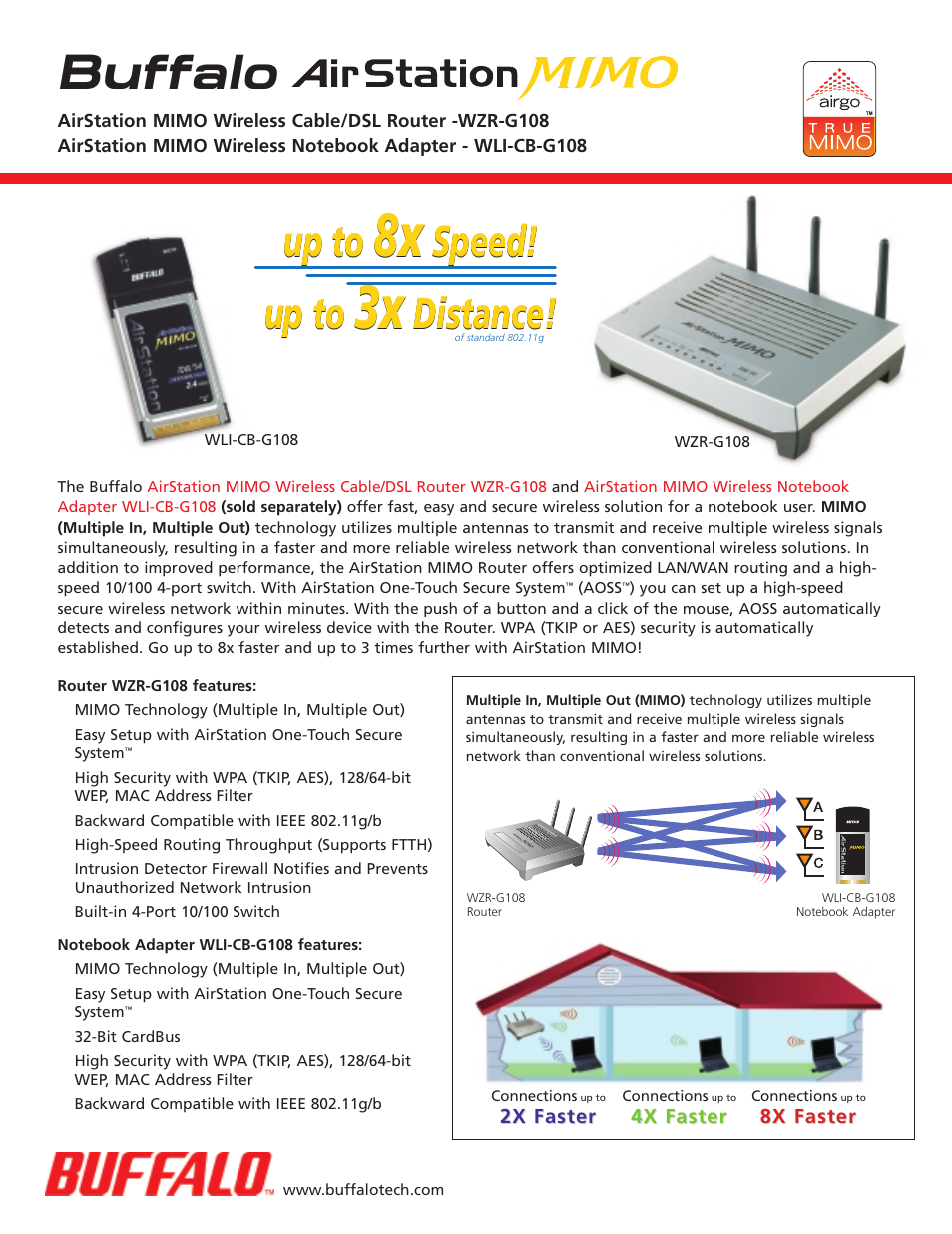 Buffalo Technology Buffalo AirStation MIMO WZR-G108 User Manual | 2 pages
