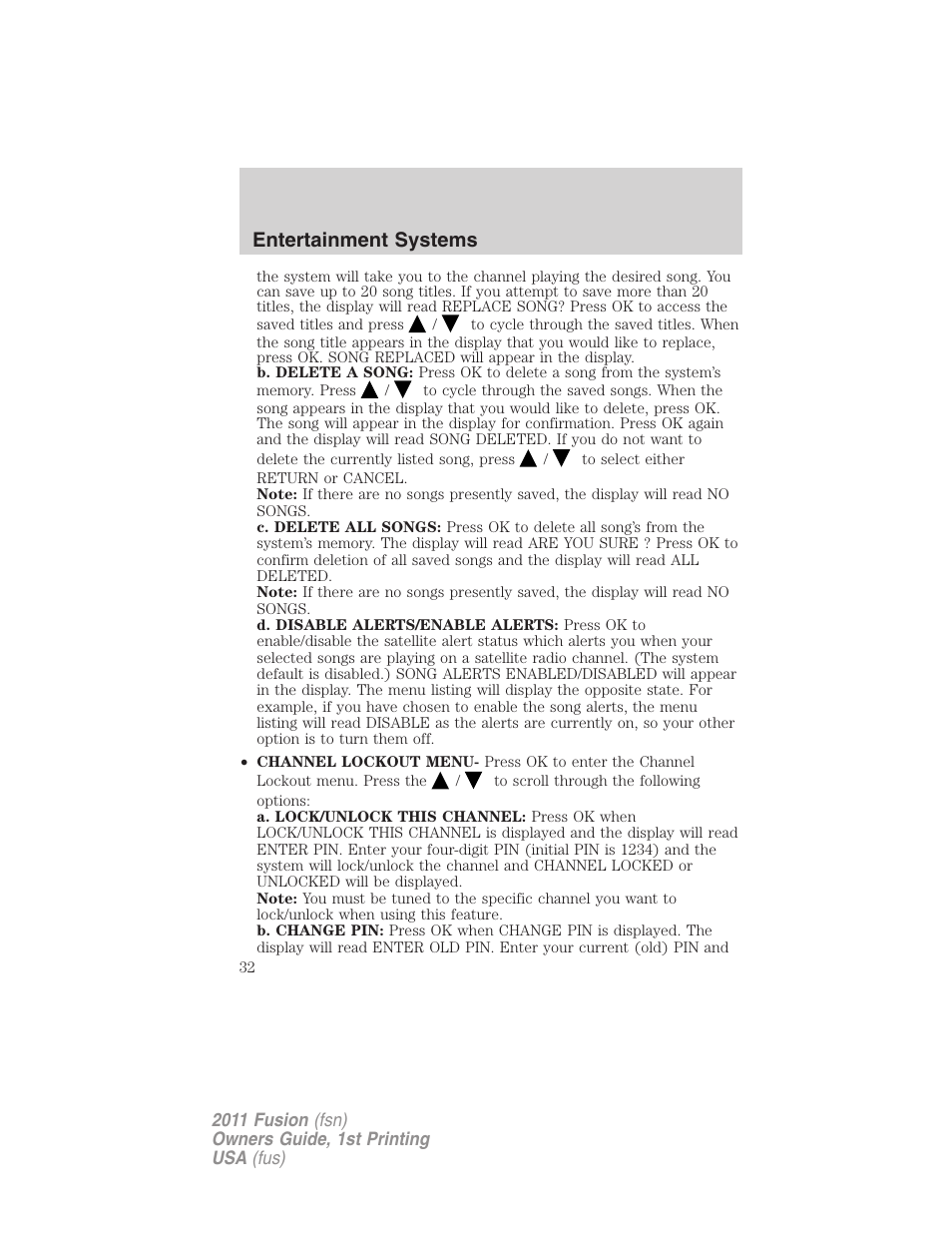 Entertainment systems | FORD 2011 Fusion v.1 User Manual | Page 32 / 369