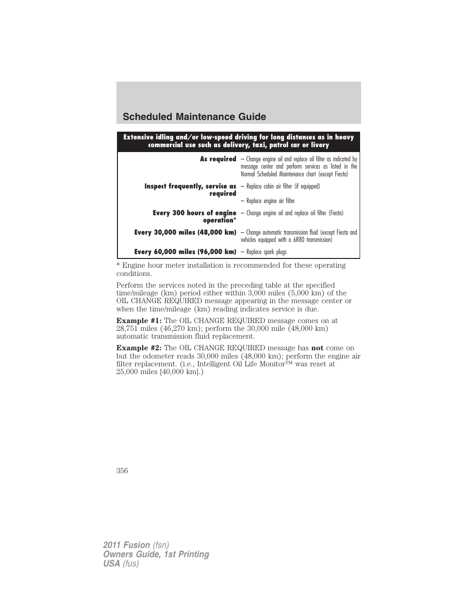 Scheduled maintenance guide | FORD 2011 Fusion v.1 User Manual | Page 356 / 369