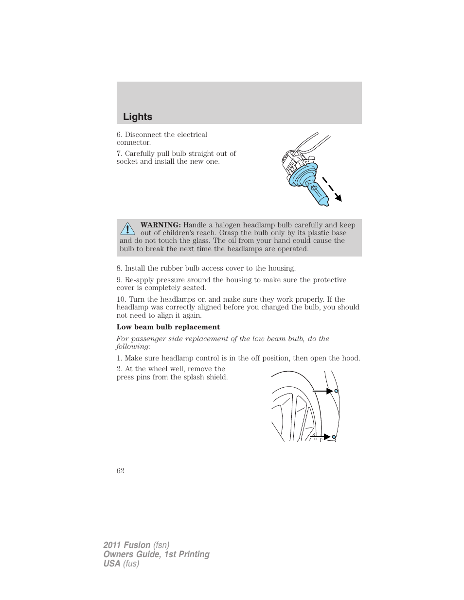 Lights | FORD 2011 Fusion v.1 User Manual | Page 62 / 369