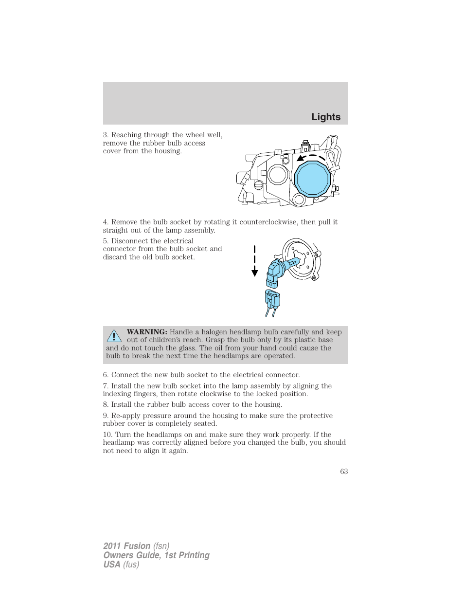 Lights | FORD 2011 Fusion v.1 User Manual | Page 63 / 369