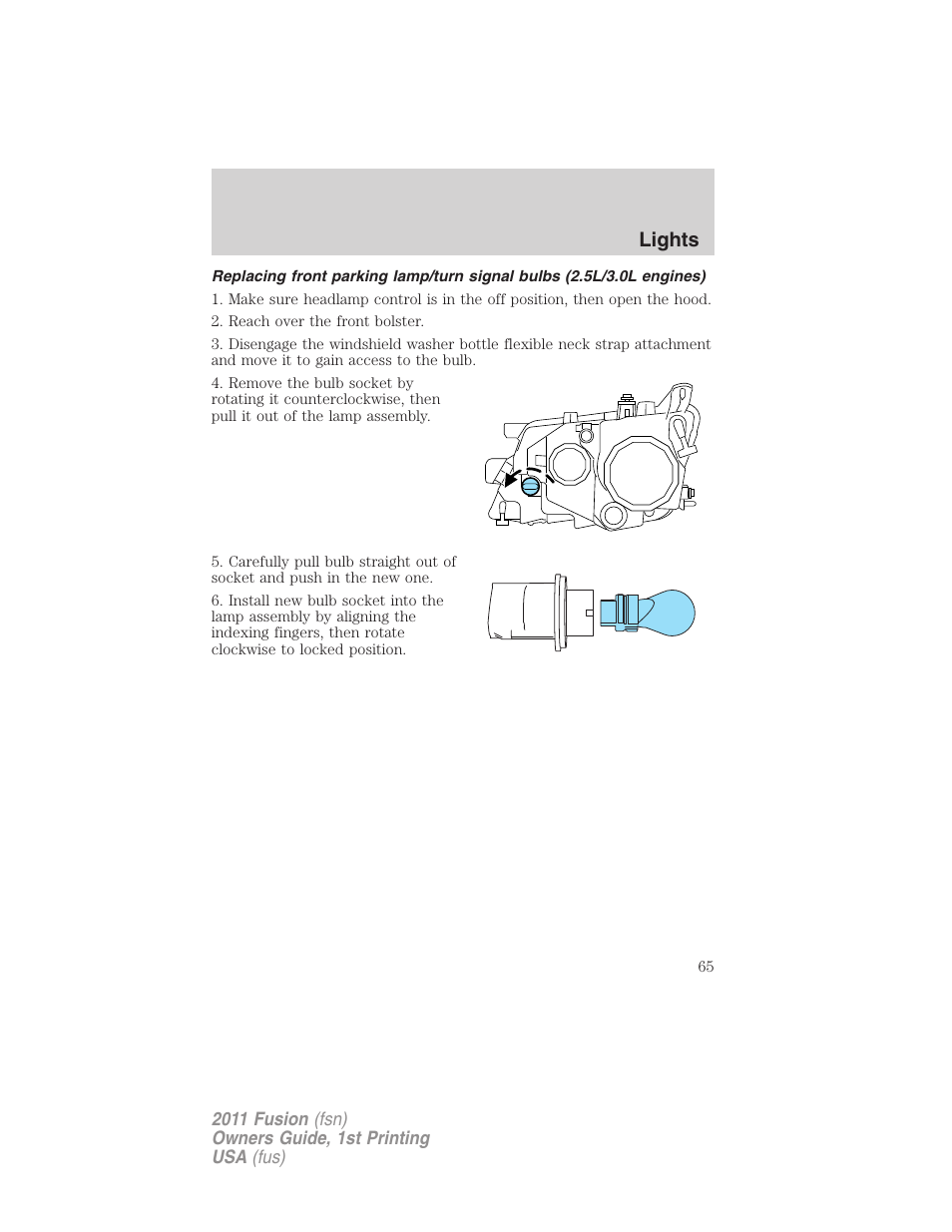 Lights | FORD 2011 Fusion v.1 User Manual | Page 65 / 369