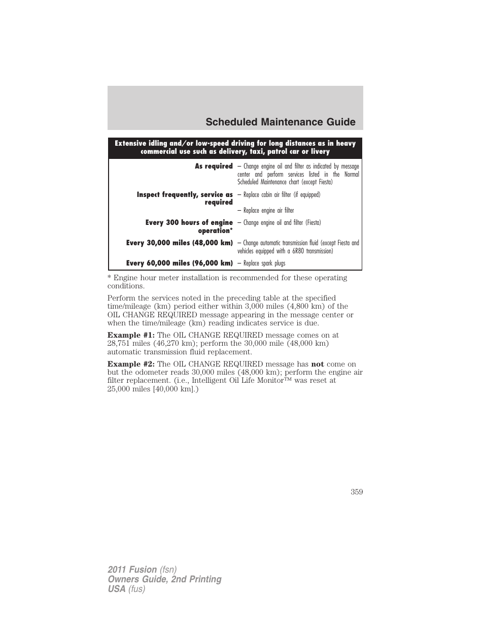 Scheduled maintenance guide | FORD 2011 Fusion v.2 User Manual | Page 359 / 371