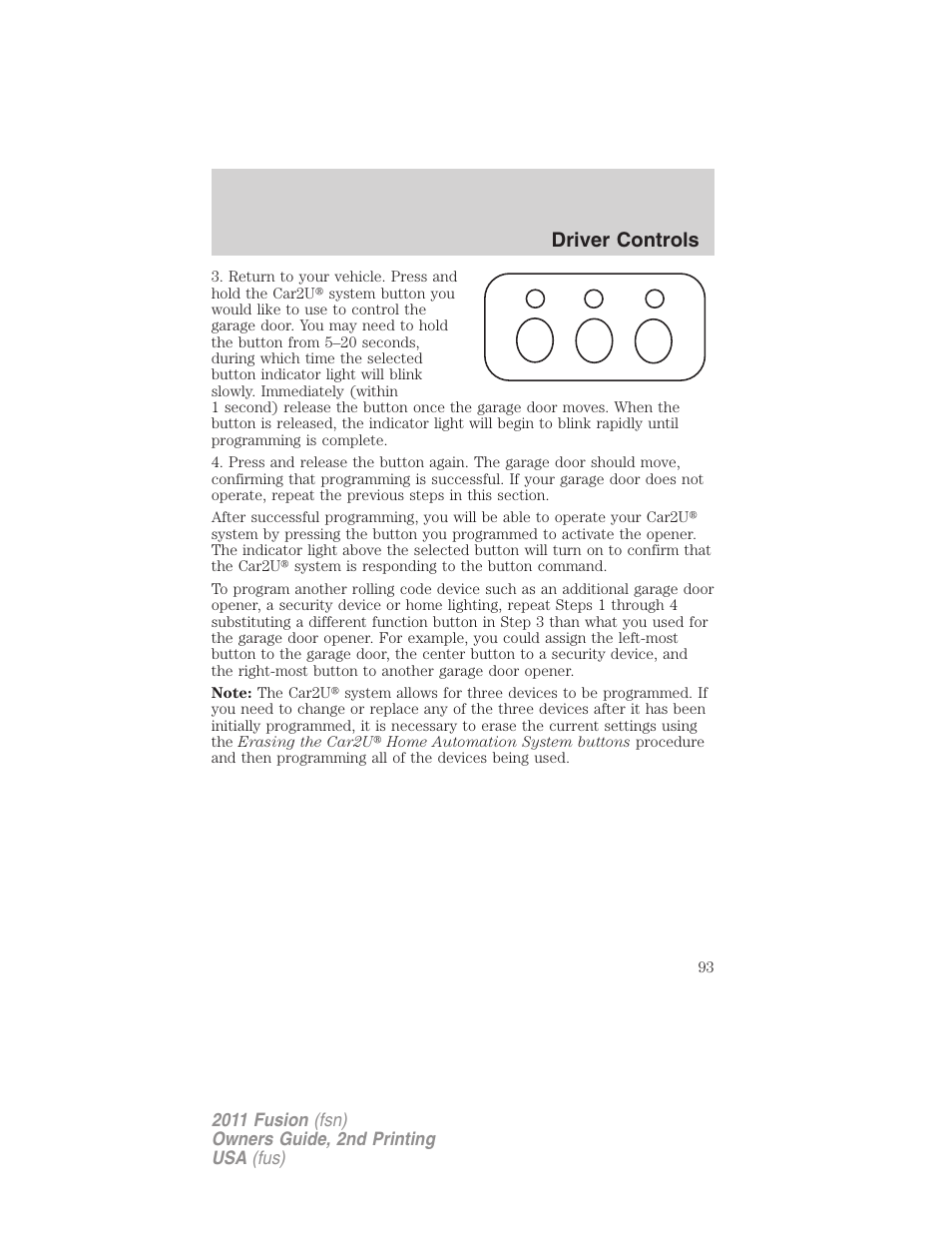 Driver controls | FORD 2011 Fusion v.2 User Manual | Page 93 / 371