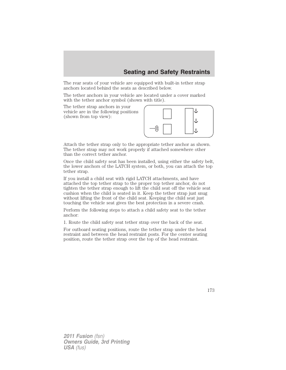 Seating and safety restraints | FORD 2011 Fusion v.3 User Manual | Page 173 / 374
