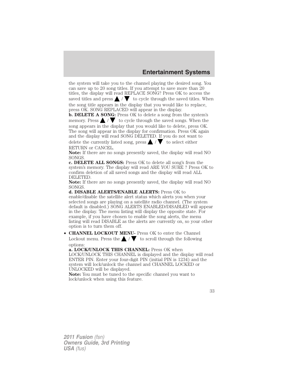 Entertainment systems | FORD 2011 Fusion v.3 User Manual | Page 33 / 374