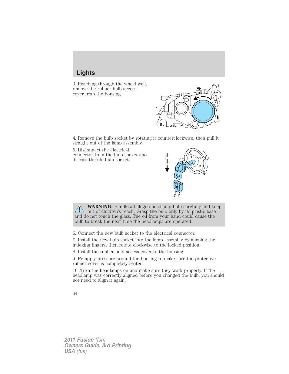 Lights | FORD 2011 Fusion v.3 User Manual | Page 64 / 374