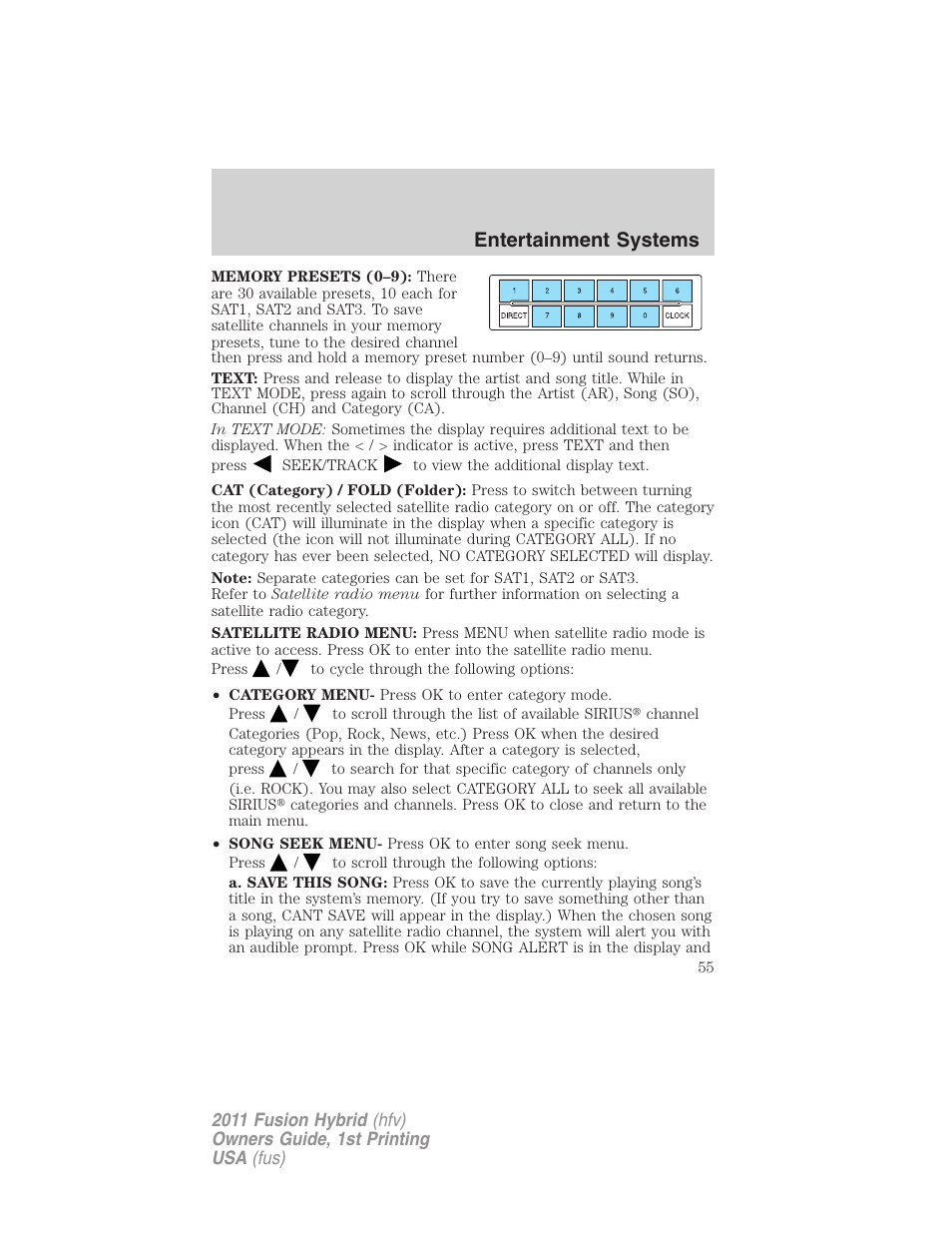 Entertainment systems | FORD 2011 Fusion Hybrid v.1 User Manual | Page 55 / 345