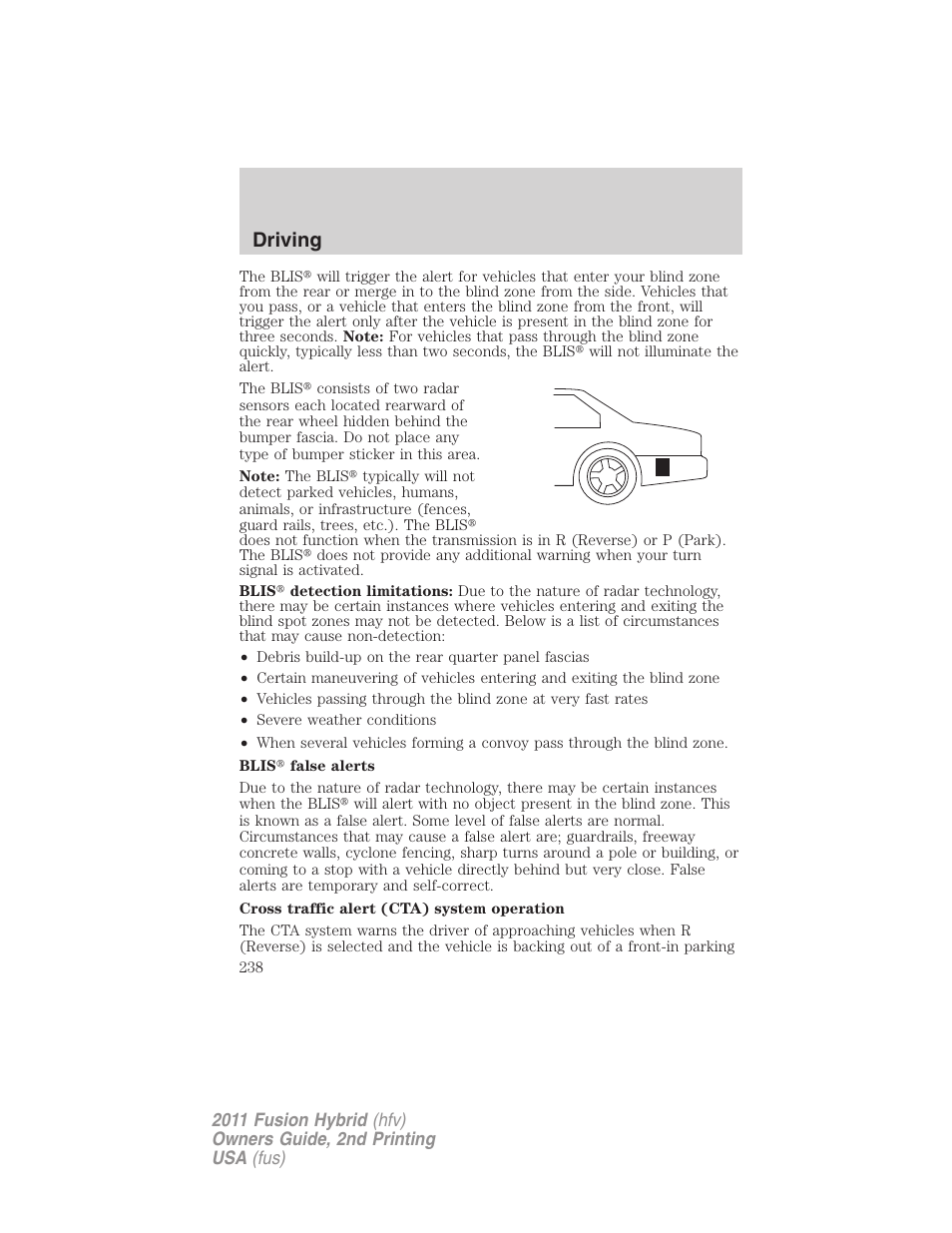 Driving | FORD 2011 Fusion Hybrid v.2 User Manual | Page 238 / 345