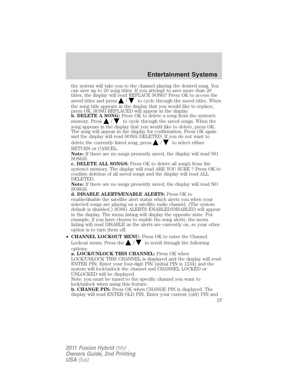 Entertainment systems | FORD 2011 Fusion Hybrid v.2 User Manual | Page 57 / 345