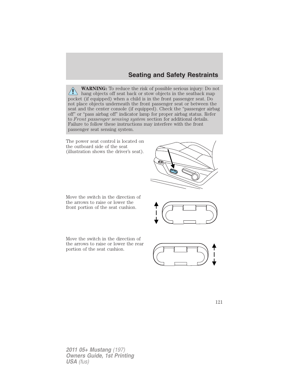 Seating and safety restraints | FORD 2011 Mustang v.1 User Manual | Page 121 / 348